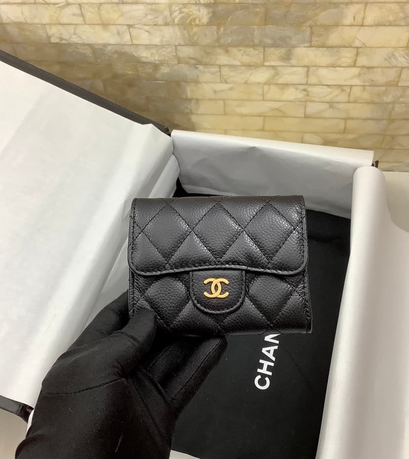 Chanel CO-CO Classic Card Holder 11cm/4.4in Gold Hardware For Women Black