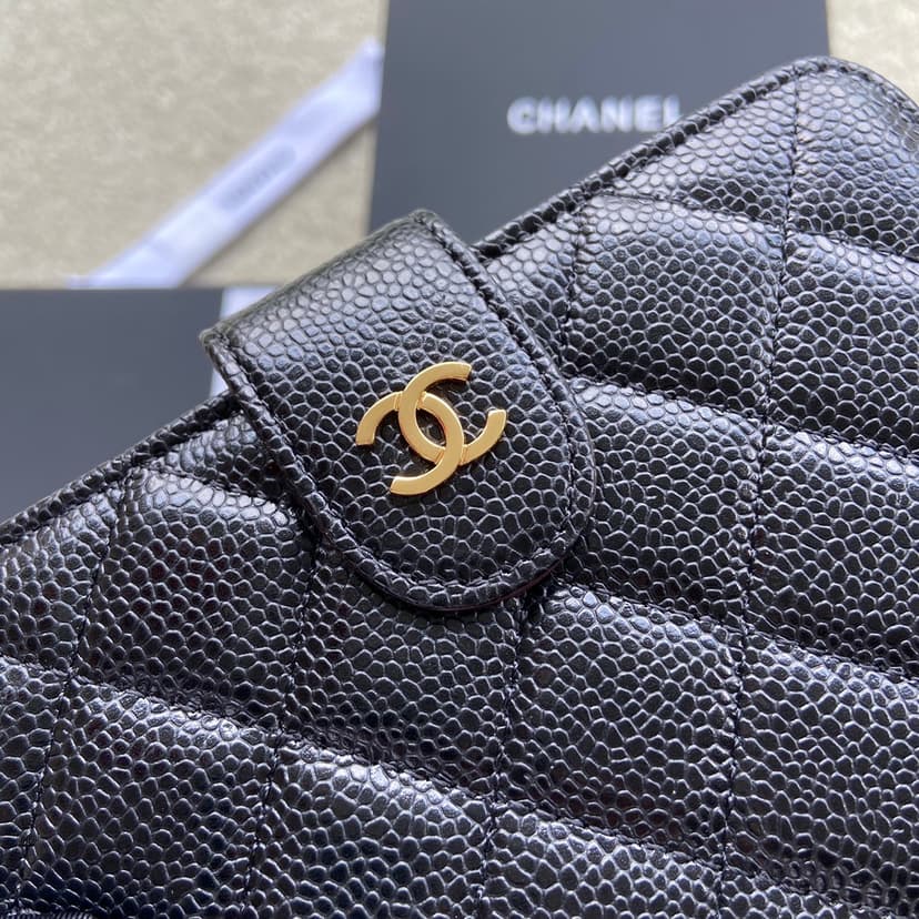 Chanel CO-CO Flap Wallet 15cm/5.9in Gold Hardware For Women Black
