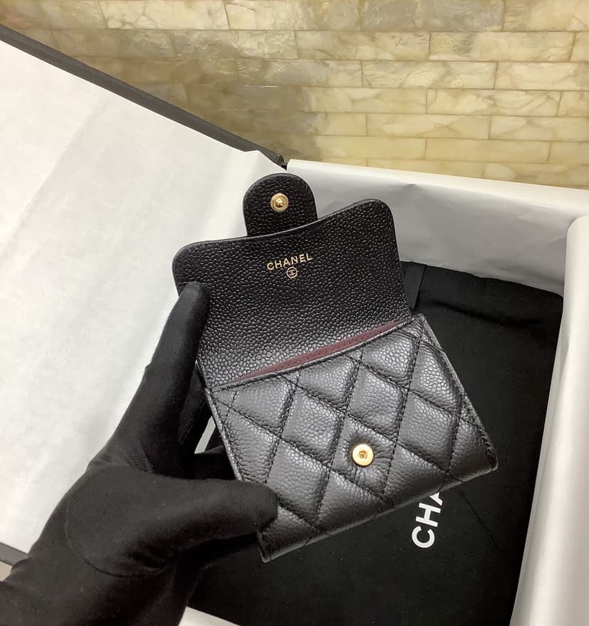 Chanel CO-CO Classic Card Holder 11cm/4.4in Gold Hardware For Women Black