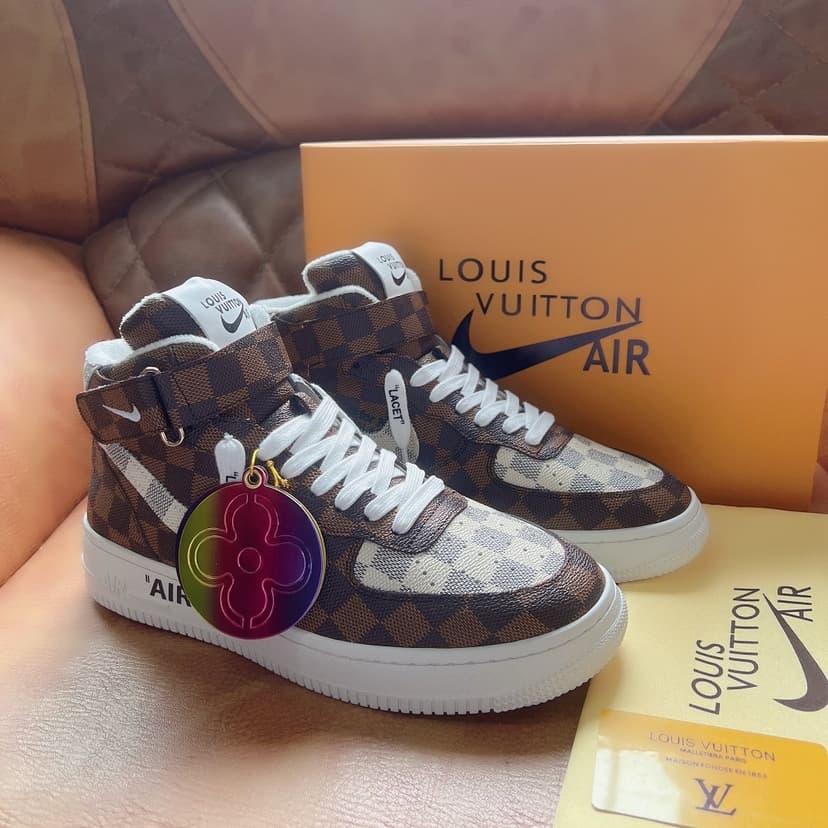 Louis Vuitton And Nike “Air Force 1” By Virgil Abloh Caro White/Brown For Men, Men’s Shoes