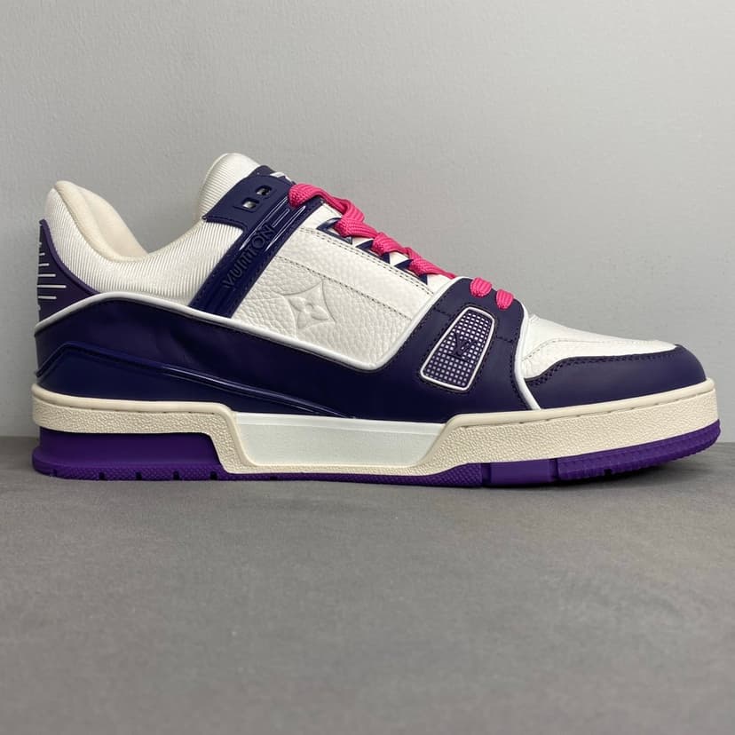 Louis Vuitton Trainer Sneaker Mix Of Materials White/Purple Virgil Abloh For Men LV