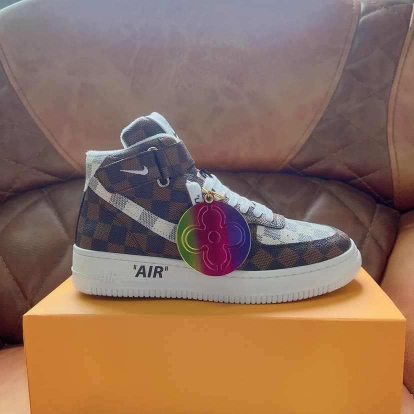 Louis Vuitton And Nike “Air Force 1” By Virgil Abloh Caro White/Brown For Men, Men’s Shoes