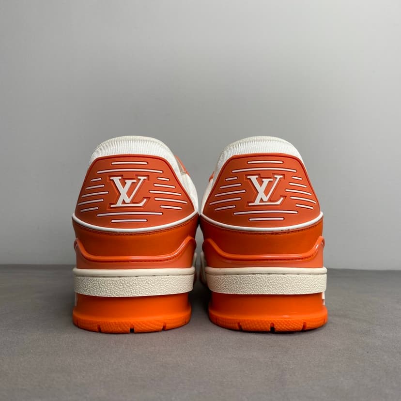Louis Vuitton Trainer Sneaker Mix Of Materials White/Orange Virgil Abloh For Men LV 1A9VN0