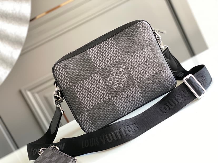 Louis Vuitton Trio Messenger Damier Graphite Black For Men, Men's Bags, Shoulder And Crossbody Bags 9.8in/25cm LV N50017