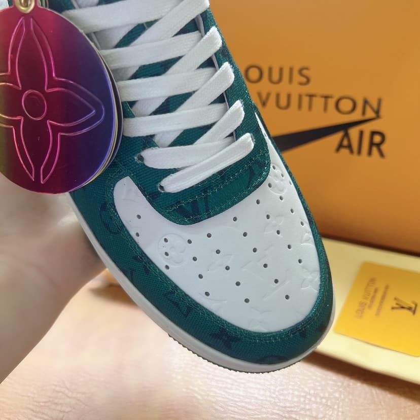 Louis Vuitton And Nike “Air Force 1” By Virgil Abloh White/Green For Men, Men’s Shoes