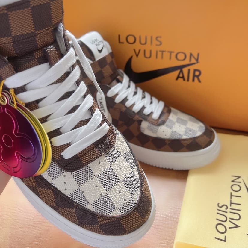 Louis Vuitton And Nike “Air Force 1” By Virgil Abloh Caro White/Brown For Men, Men’s Shoes