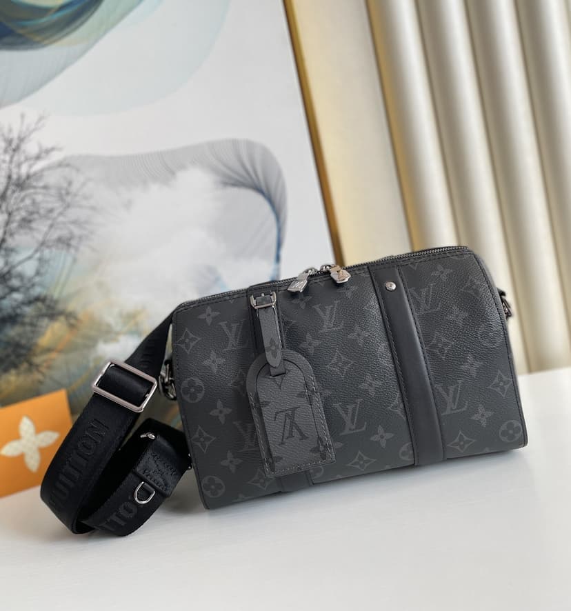 Louis Vuitton City Keepall Monogram Eclipse/Monogram Eclipse Reverse For Men, Men's Bags, Shoulder And Crossbody Bags 10.6in/27cm LV M45936