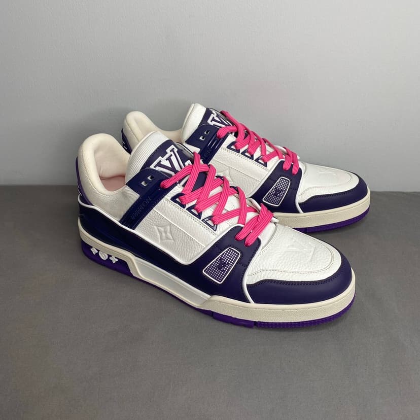Louis Vuitton Trainer Sneaker Mix Of Materials White/Purple Virgil Abloh For Men LV