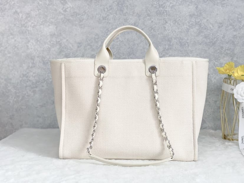 Chanel Small Shopping Bag Silver Hardware Cream For Women, Women's Handbags, Shoulder Bags 15.2in/39cm AS3257