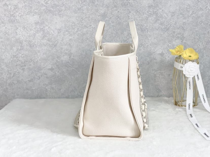 Chanel Small Shopping Bag Silver Hardware Cream For Women, Women's Handbags, Shoulder Bags 15.2in/39cm AS3257