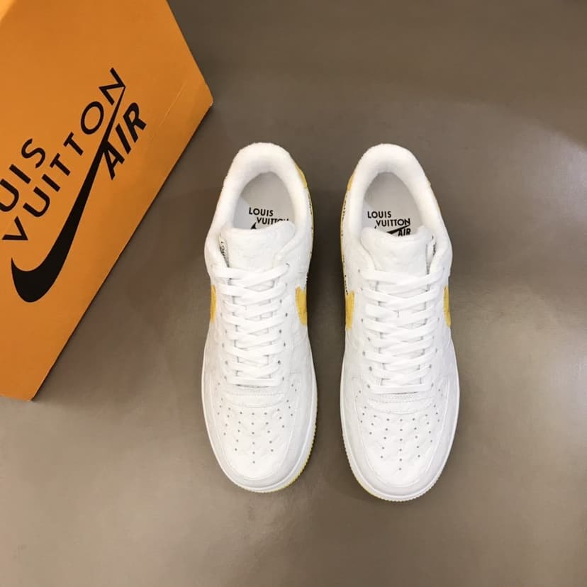 Louis Vuitton And Nike “Air Force 1” By Virgil Abloh White-Yellow For Men, Men's Shoes