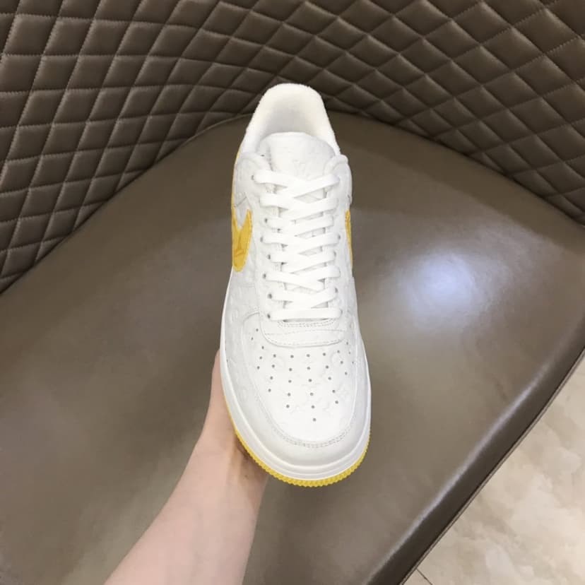 Louis Vuitton And Nike “Air Force 1” By Virgil Abloh White-Yellow For Men, Men's Shoes