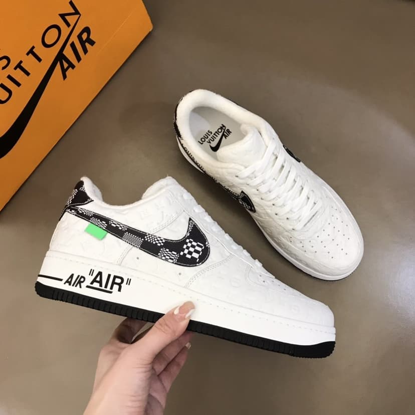 Louis Vuitton And Nike “Air Force 1” By Virgil Abloh White-Black For Men, Men's Shoes