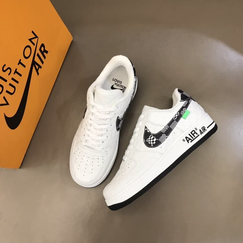 Louis Vuitton And Nike “Air Force 1” By Virgil Abloh White-Black For Men, Men's Shoes