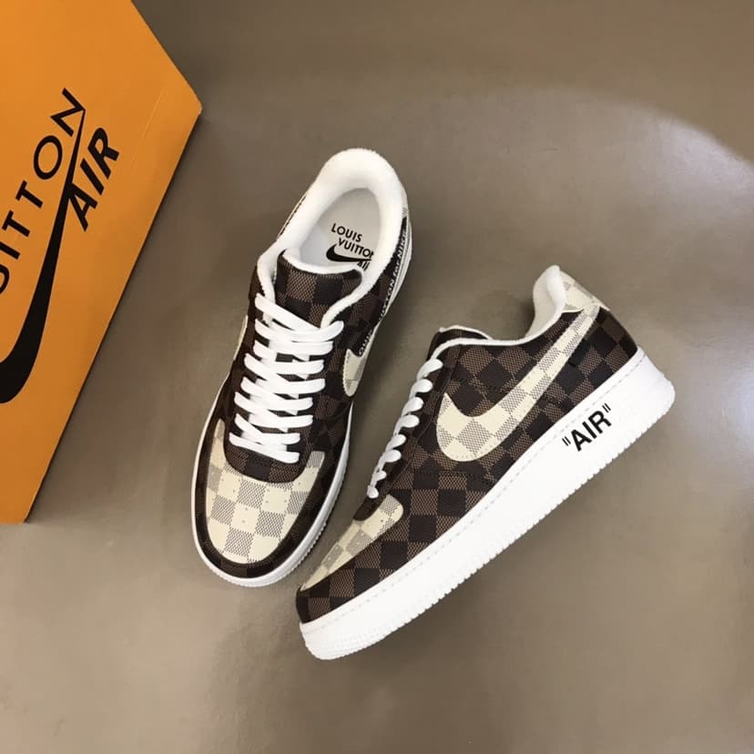 Louis Vuitton And Nike “Air Force 1” By Virgil Abloh Brown-White For Men, Men’s Shoes