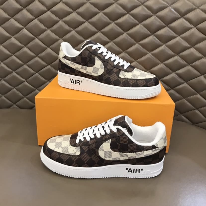 Louis Vuitton And Nike “Air Force 1” By Virgil Abloh Brown-White For Men, Men’s Shoes