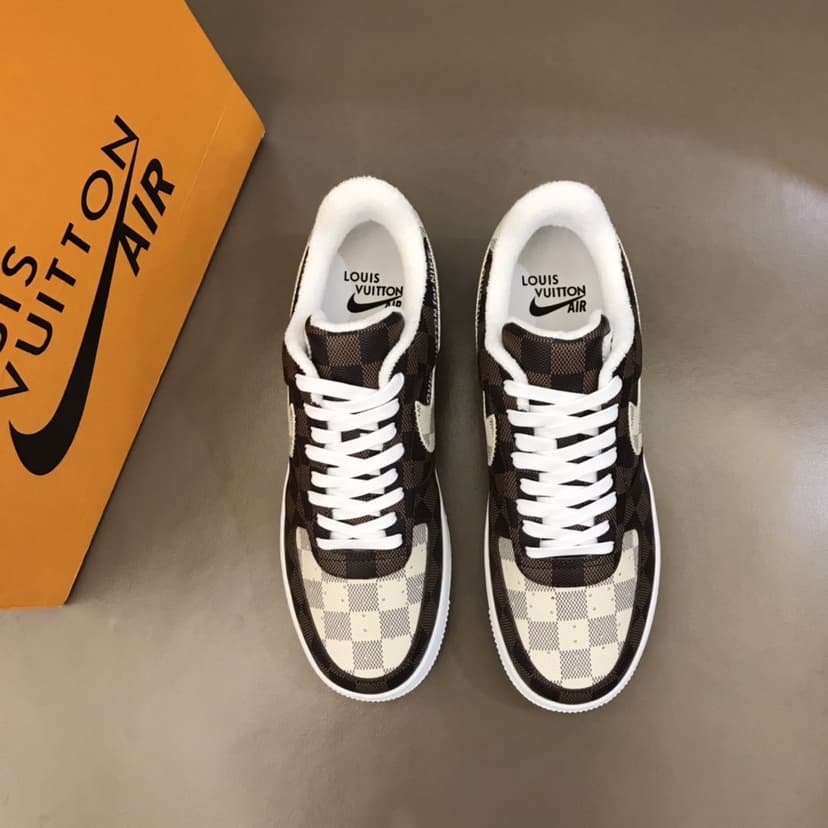 Louis Vuitton And Nike “Air Force 1” By Virgil Abloh Brown-White For Men, Men’s Shoes