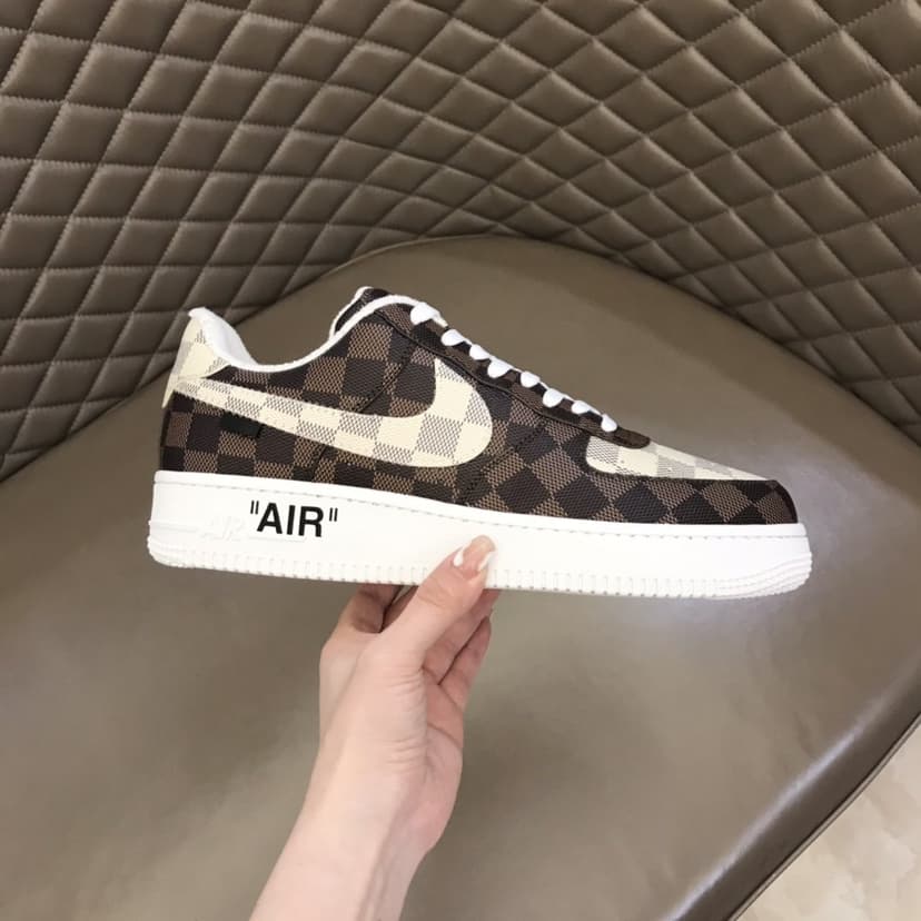 Louis Vuitton And Nike “Air Force 1” By Virgil Abloh Brown-White For Men, Men’s Shoes