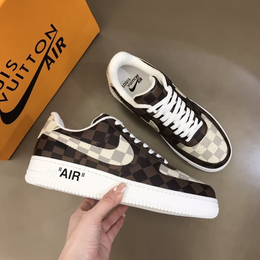 Louis Vuitton And Nike “Air Force 1” By Virgil Abloh Brown-White For Men, Men’s Shoes