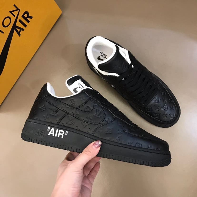 Louis Vuitton And Nike “Air Force 1” By Virgil Abloh Full Black For Men, Men's Shoes