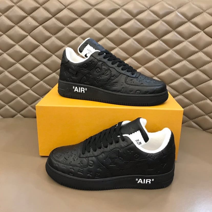 Louis Vuitton And Nike “Air Force 1” By Virgil Abloh Full Black For Men, Men's Shoes