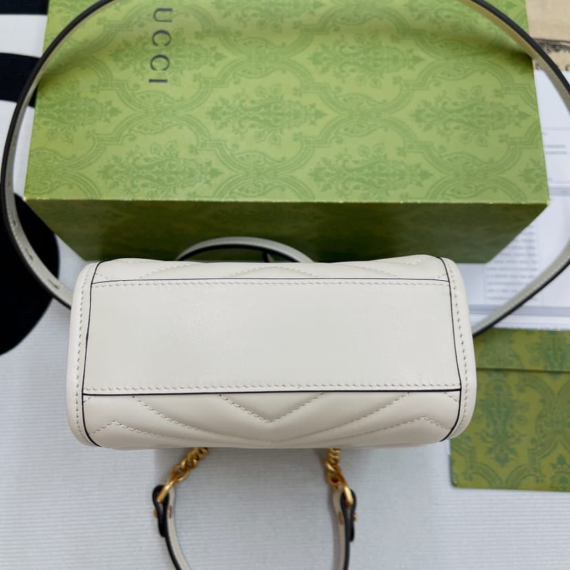 Gucci Marmont Matelasse Mini Bag White For Women, Women's Bags 7.5in/19cm GG ?696123 DTDHT 9022