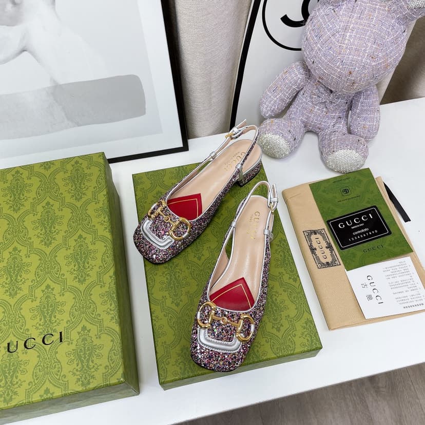 Gucci Lovelight Slingback With Horsebit Multicolor For Women GG