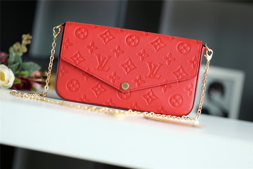 Louis Vuitton Pochette Felicie Monogram Empreinte Red For Women, Women's Wallets 8.3in/21cm LV