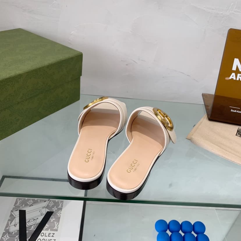 Gucci Blondie Slide Sandal White For Women GG