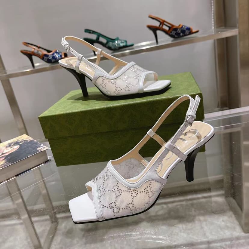 Gucci Women's GG Slingback Mid-Heel Pump White For Women GG