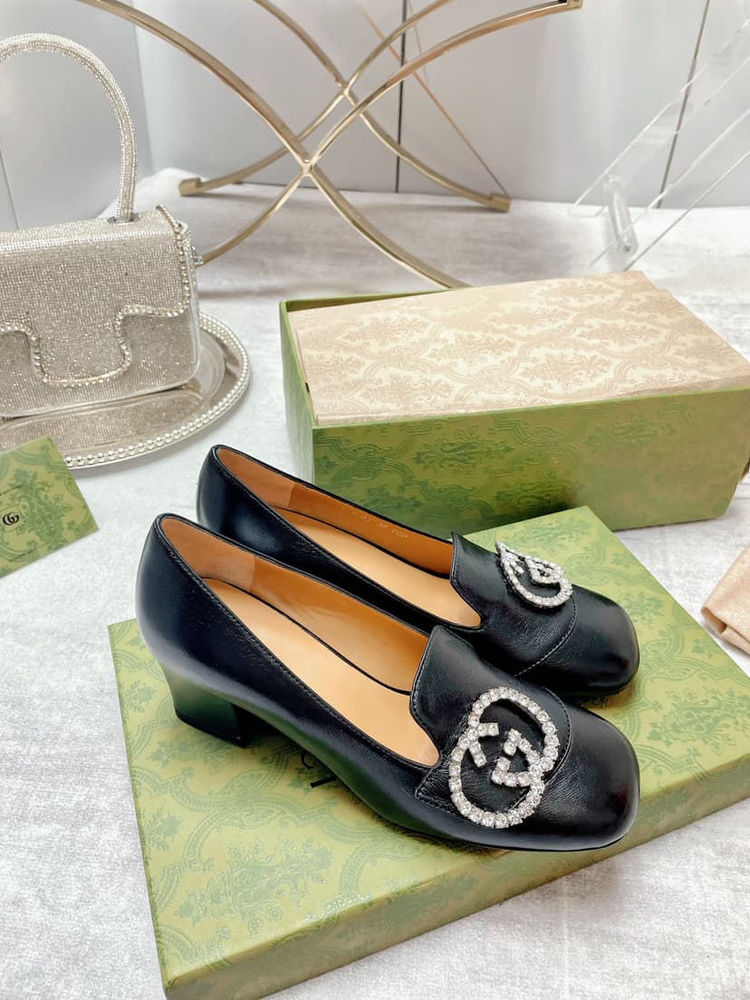 Gucci Women's Mid-Heel Pump With GG Logo Black For Women GG