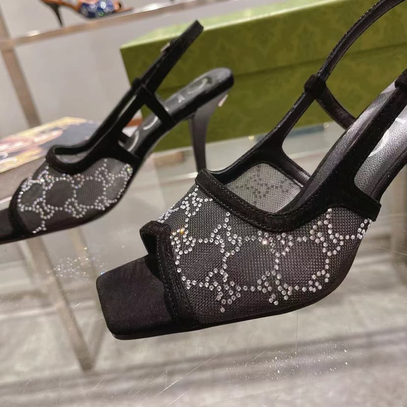 Gucci Women's GG Slingback Mid-Heel Pump Black For Women GG