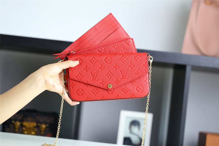 Louis Vuitton Pochette Felicie Monogram Empreinte Red For Women, Women's Wallets 8.3in/21cm LV