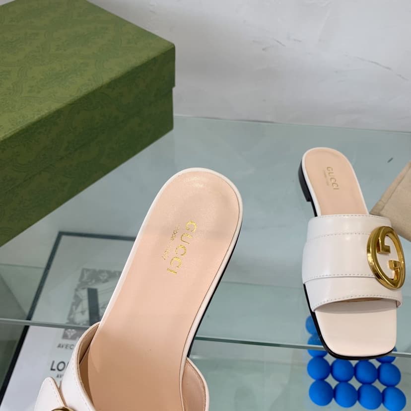 Gucci Blondie Slide Sandal White For Women GG