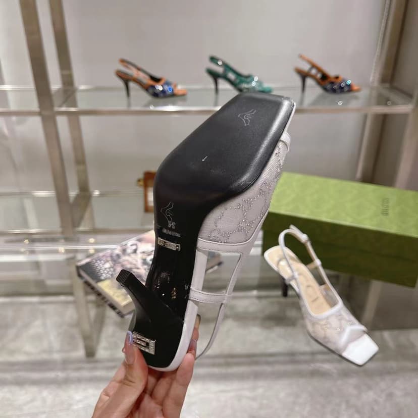 Gucci Women's GG Slingback Mid-Heel Pump White For Women GG