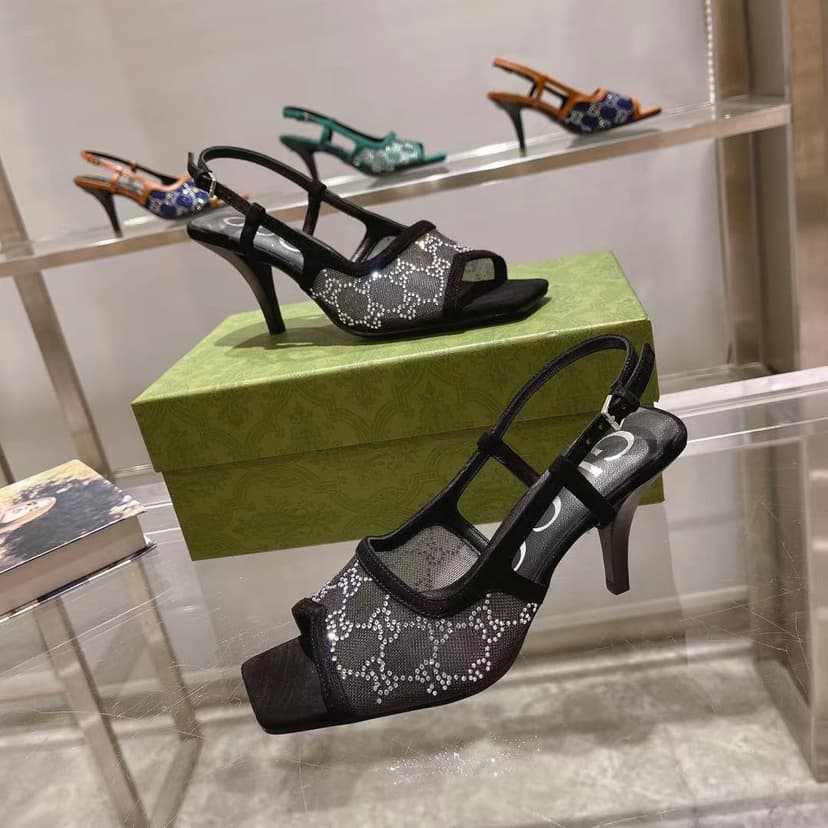 Gucci Women's GG Slingback Mid-Heel Pump Black For Women GG