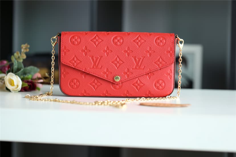 Louis Vuitton Pochette Felicie Monogram Empreinte Red For Women, Women's Wallets 8.3in/21cm LV