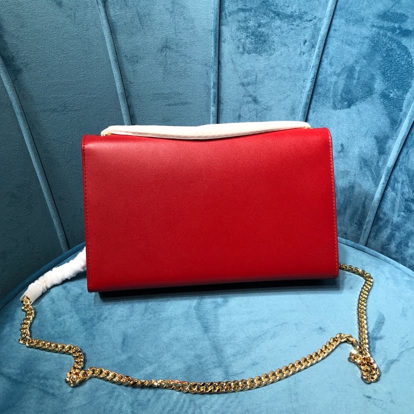Saint Laurent Kate Medium Chain Bag With Tassel In Grain De Poudre Red For Women 9.4in/24cm YSL