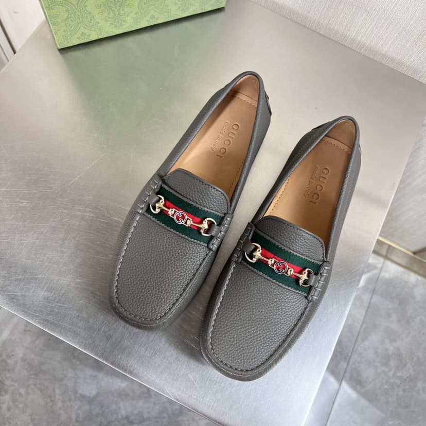 Gucci Men's Loafers With Web Details Dark Gray For Men 6246981