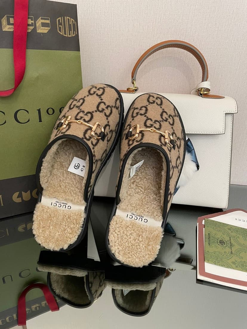 Gucci Men's GG Slipper With Horsebit Brown For Men GG Shoes 694249