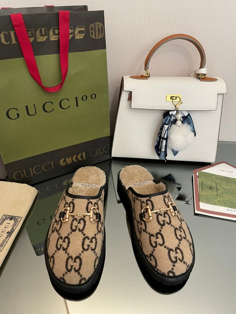 Gucci Men's GG Slipper With Horsebit Brown For Men GG Shoes 694249