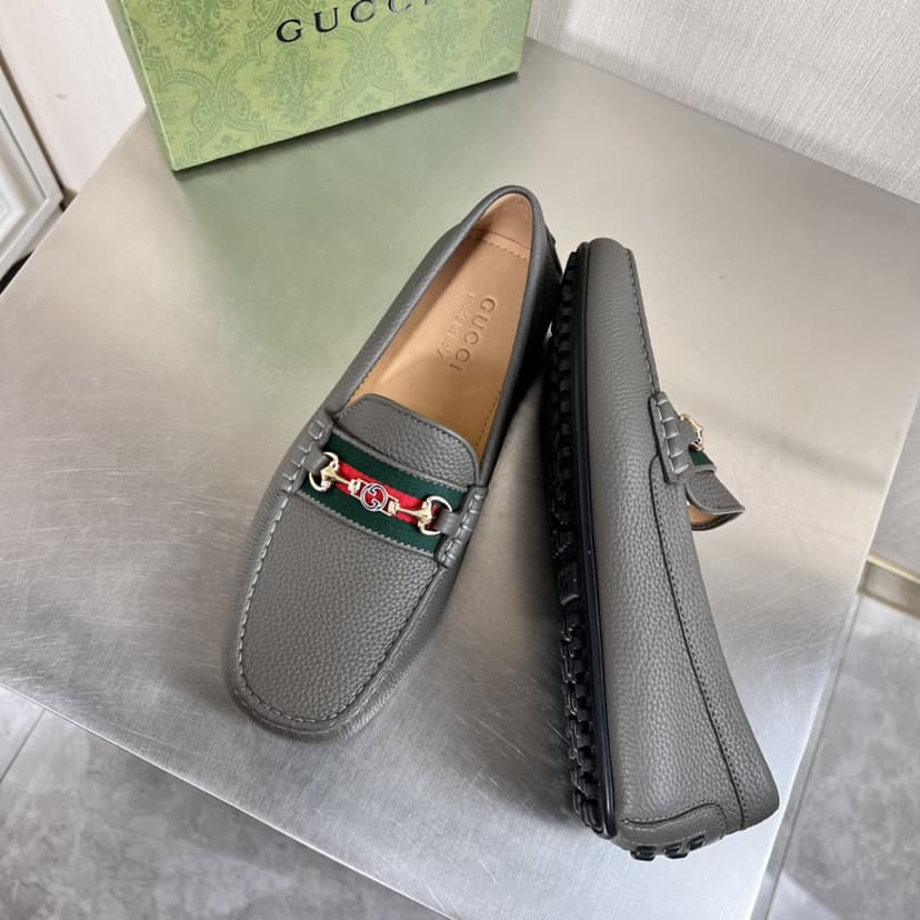 Gucci Men's Loafers With Web Details Dark Gray For Men 6246981