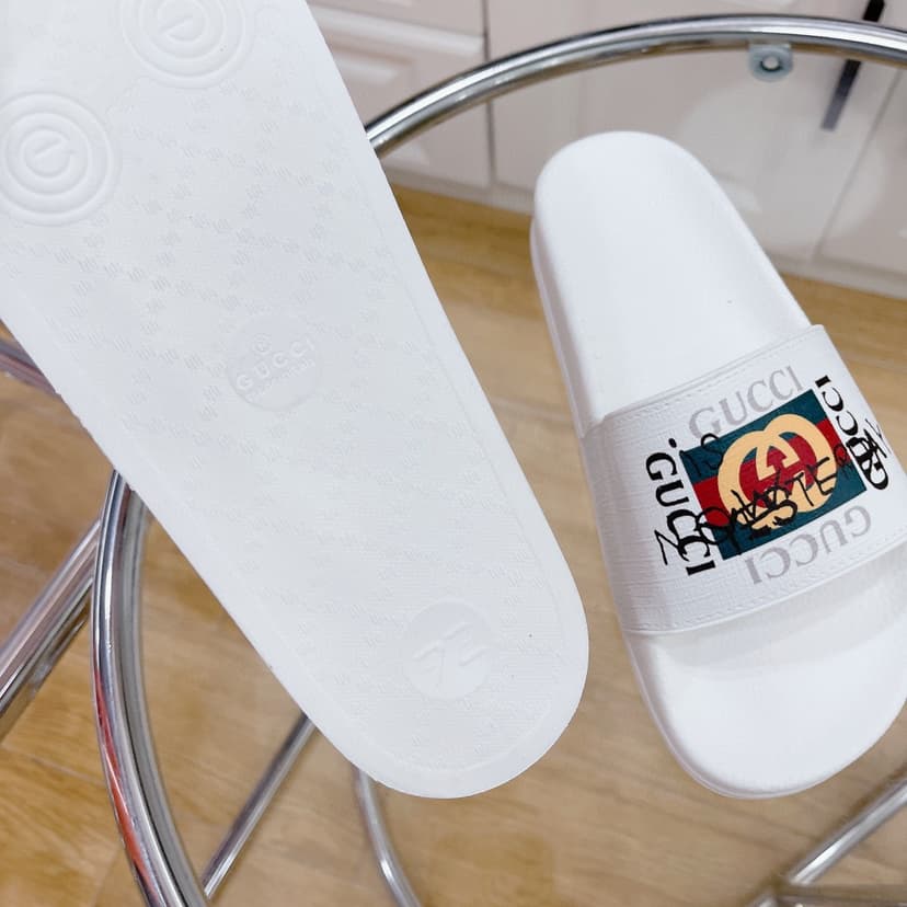 Gucci Men's Slide Sandal With GG Web White For Men 407345