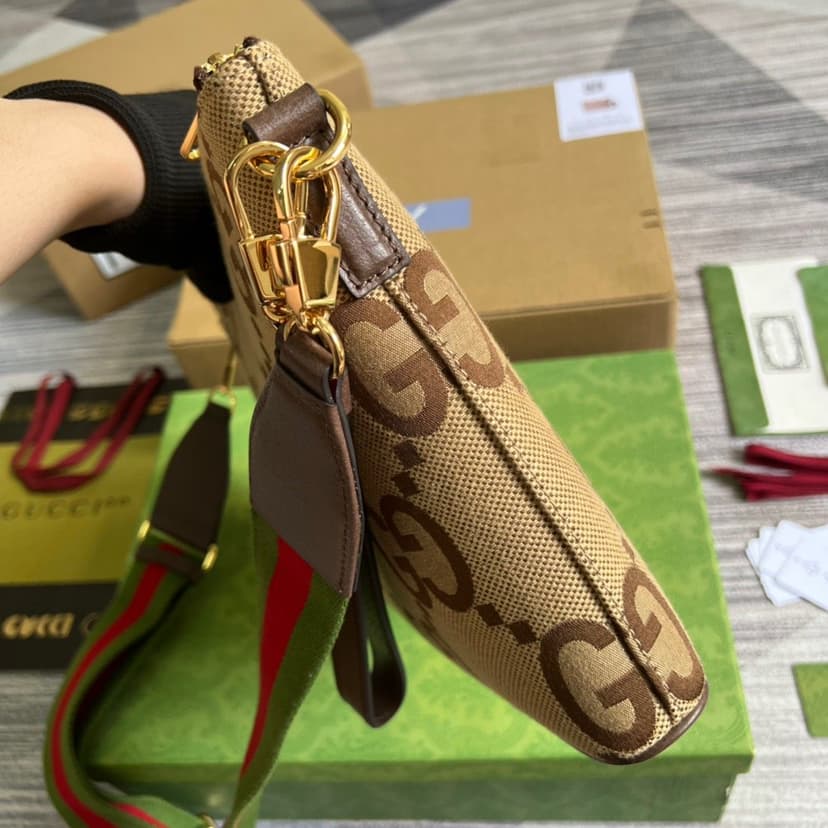 Gucci Jumbo GG Messenger Bag Camel And Ebony Jumbo GG Canvas For Women? 9.6in/24.5cm GG 703468 92THF 1000
