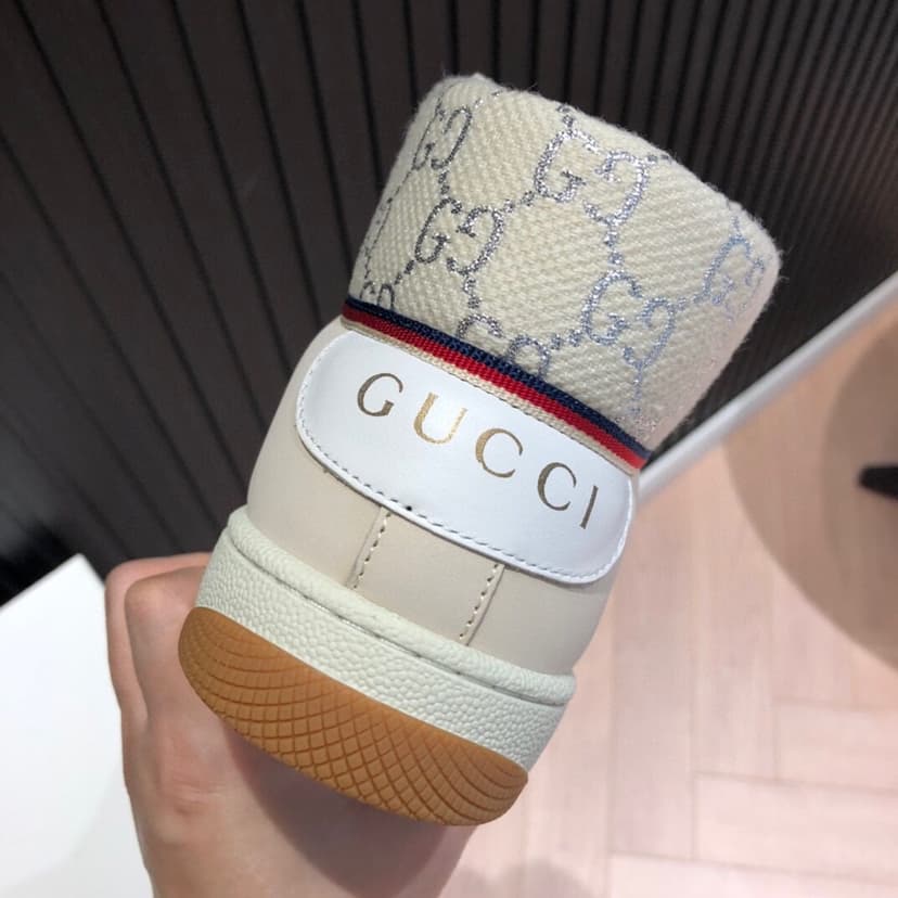 Gucci Men's Screener GG High-Top Beige Pink Green For Men 5637309