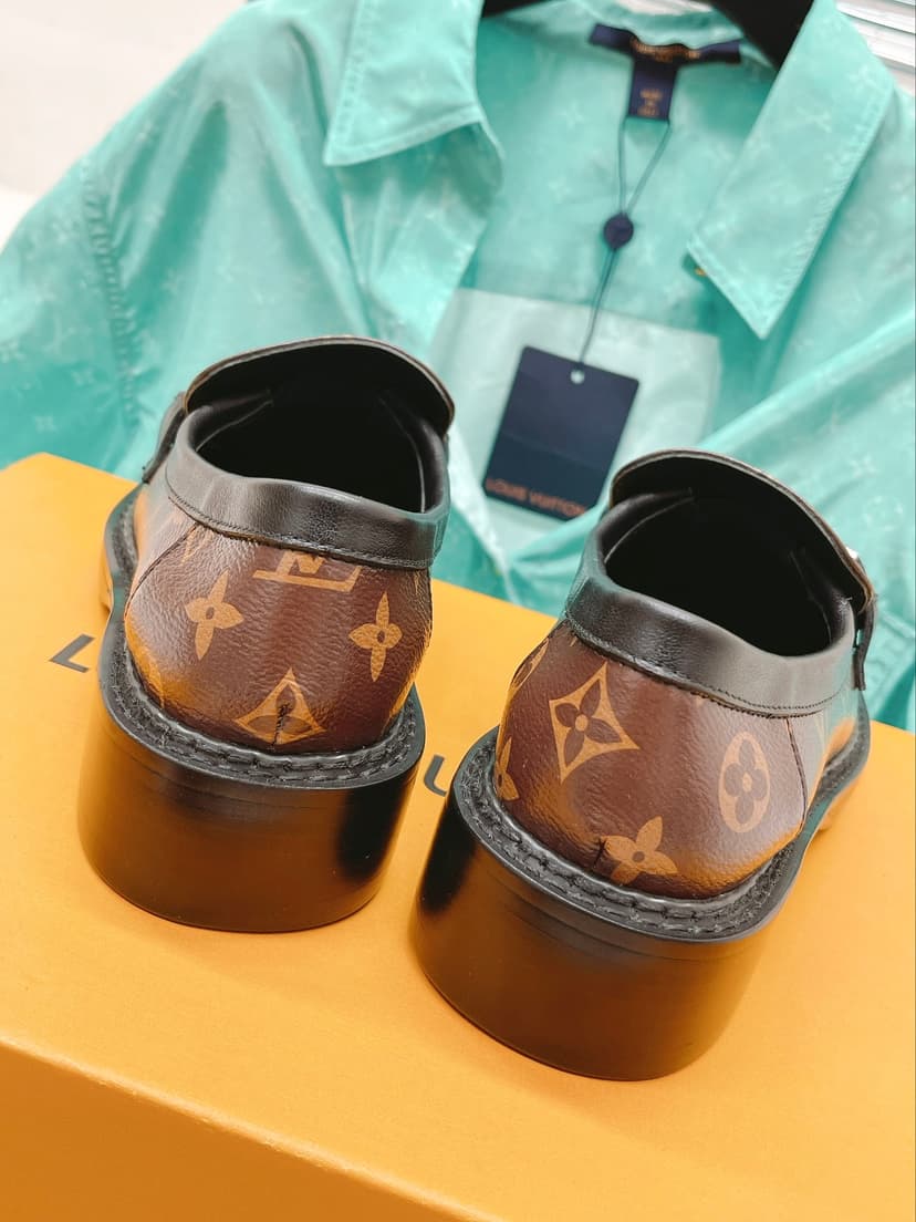 Louis Vuitton Women's Academy Loafer Silver Toned Hardware Brown For Women LV