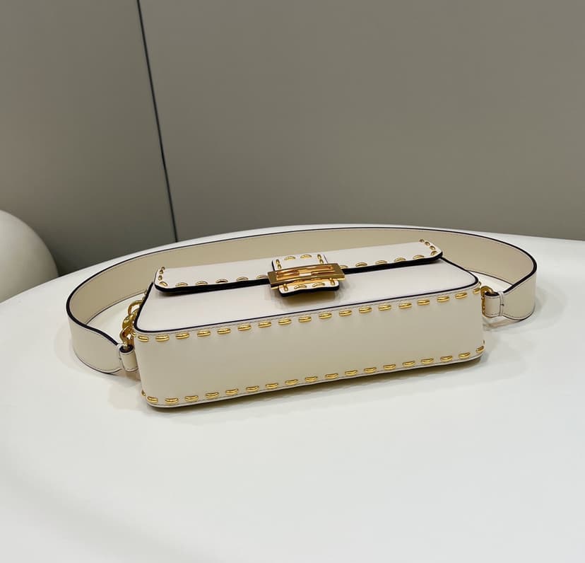 [True-to-ORIGINAL] Fendi Mon Baguette Medium White Bag For Woman 28cm/11in 8BR600AHMQF1FIR