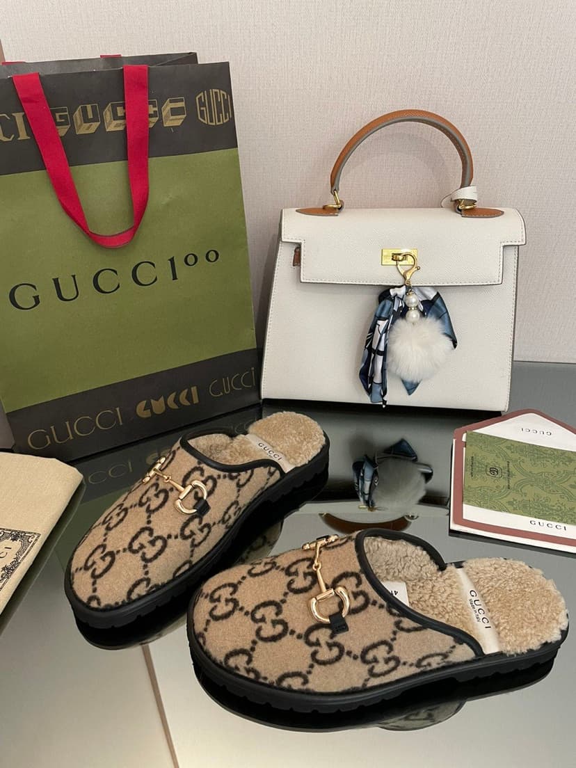 Gucci Men's GG Slipper With Horsebit Brown For Men GG Shoes 694249