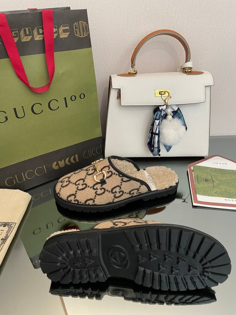 Gucci Men's GG Slipper With Horsebit Brown For Men GG Shoes 694249