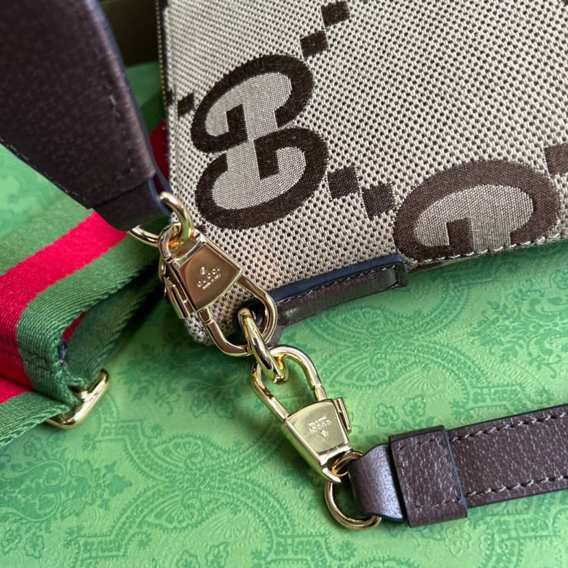 Gucci Jumbo GG Messenger Bag Camel And Ebony Jumbo GG Canvas For Women? 9.6in/24.5cm GG 703468 92THF 1000